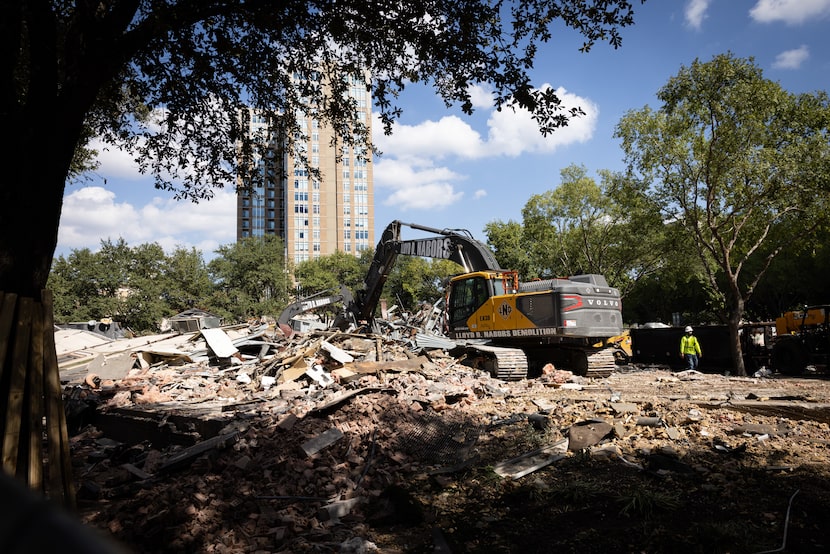 Excavators are parked at 2120 McKinney Avenue in Dallas, the former site of Sambuca jazz bar.