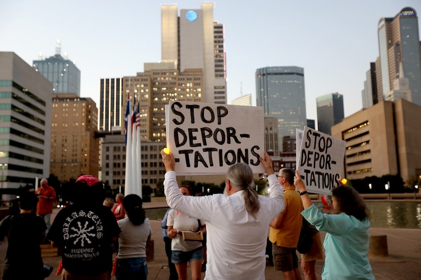 A vigil for the ICE shooting victims was held at City Hall in Dallas, Texas, Friday, October...