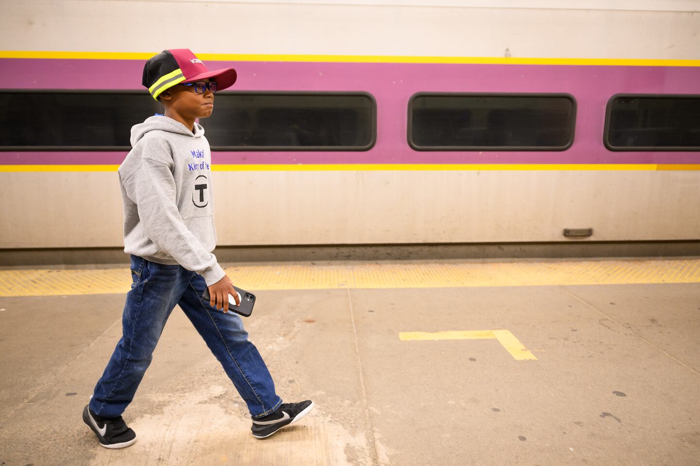Makai King, 10, is a fan of the MBTA.