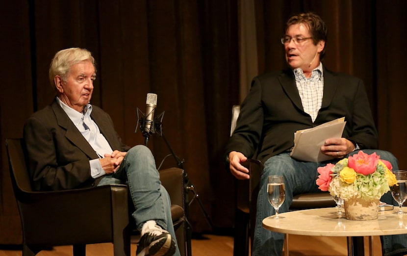 Skip Hollandsworth, right, interviews Texas novelist Larry McMurtry at Arts & Letters Live...