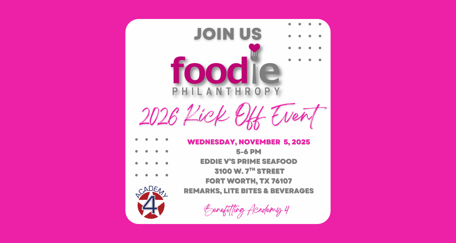 Academy 4: Foodie Philanthropy 2026 Kickoff Event