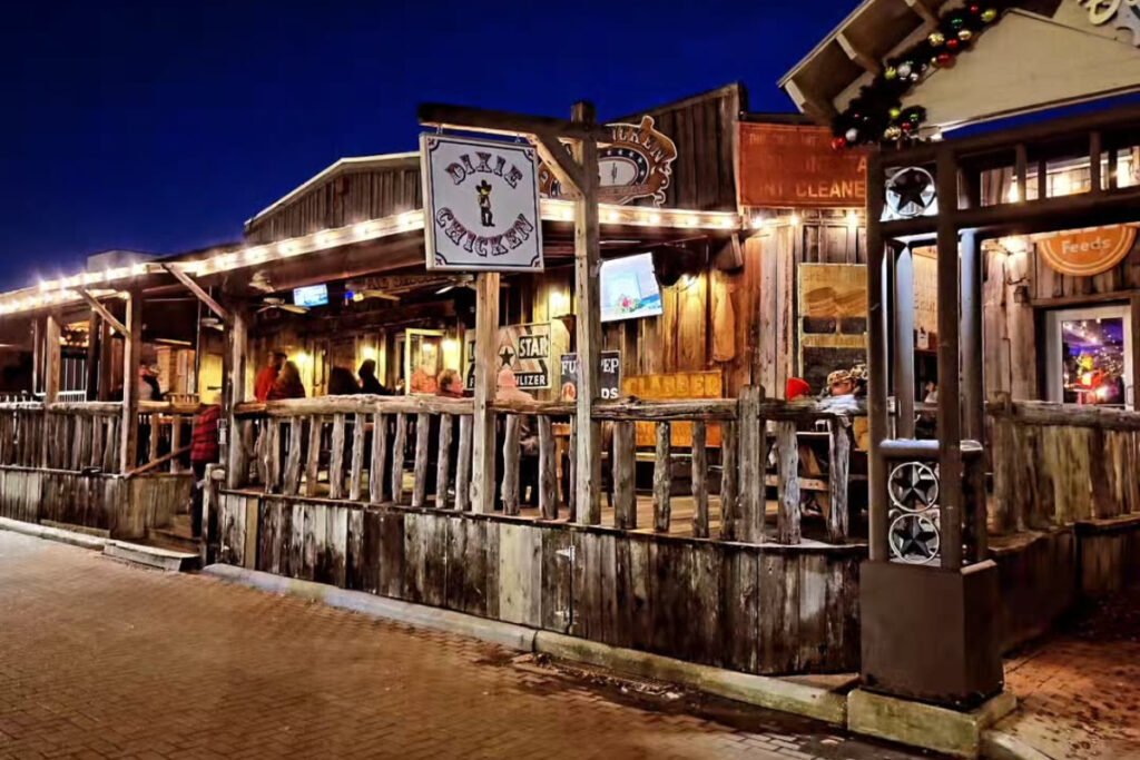 Image shows the front of the Dixie Chicken in College Station, Texas.