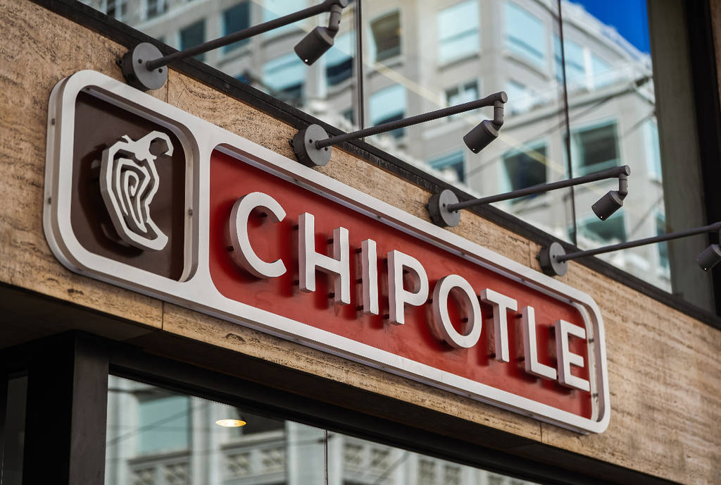 Image shows the signage at Chipotle.