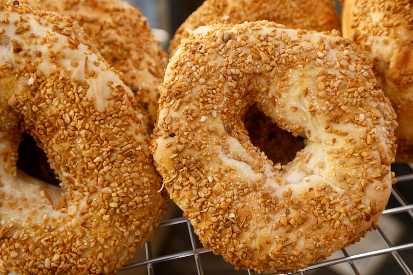 Garlic bagels are among the options at Bagel Bros on Garland Road in Dallas.