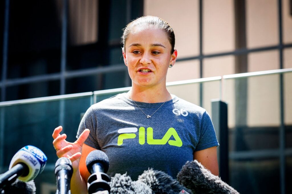 Ash Barty speaks to the media as she retires from tennis in 2022