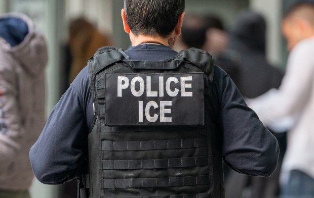 FILE - An ICE agent is pictured on June 6, 2023 in New York City. (Photo by David Dee Delgado/Getty Images)