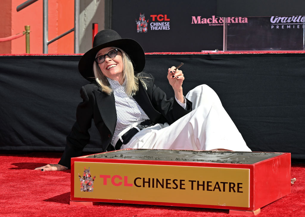HOLLYWOOD, CALIFORNIA - AUGUST 11: Diane Keaton is honored with a Hand and Footprint Ceremony at TCL Chinese Theatre on August 11, 2022 in Hollywood, California. (Photo by Axelle/Bauer-Griffin/FilmMagic)