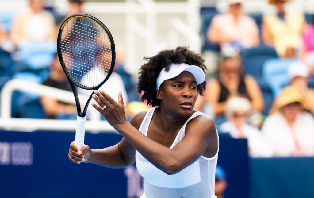 Venus Williams playing a forehand at the Cincinnati Open.