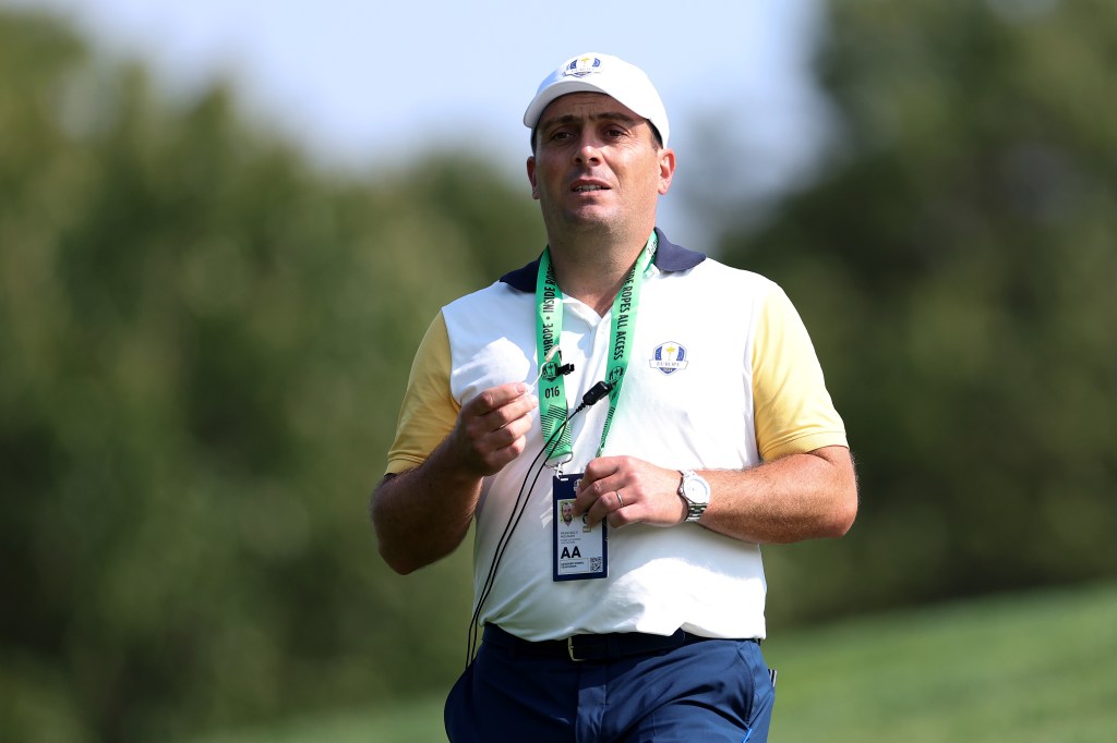 Vice captain Francesco Molinari of Team Europe looks on prior to the Ryder Cup 2025 at Black Course at Bethpage State Park Golf Course on September 23, 2025 in Farmingdale, New York.