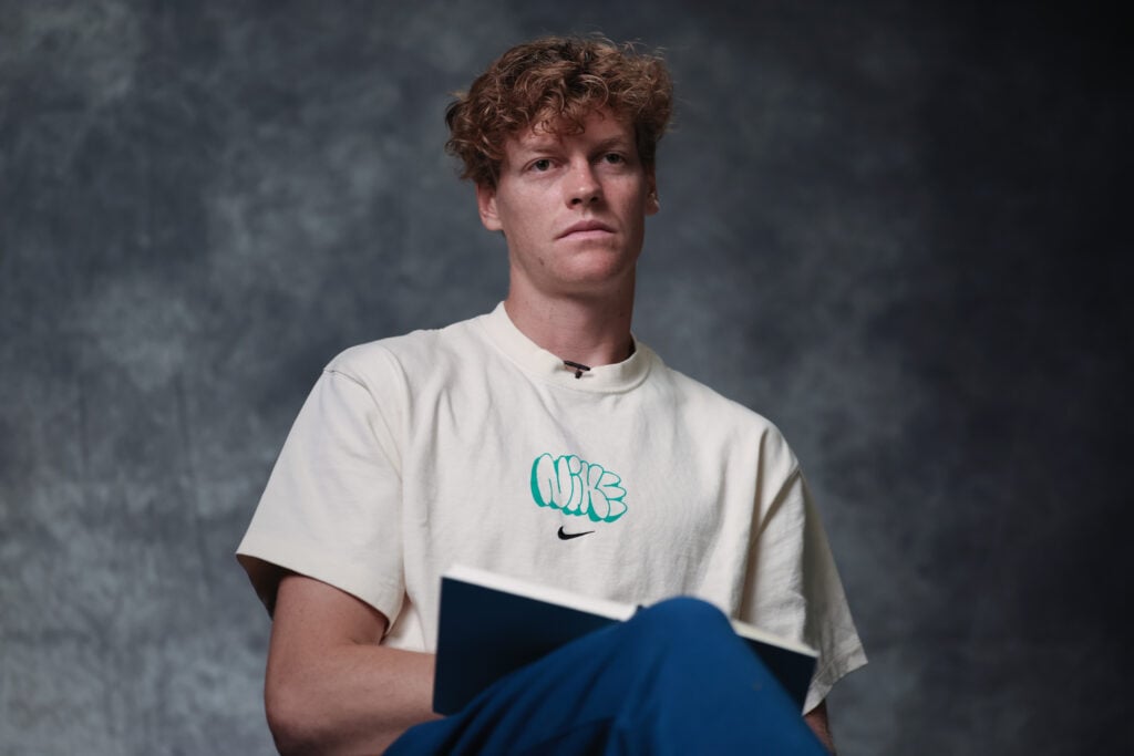 Jannik Sinner speaks to the media during the 2025 China Open