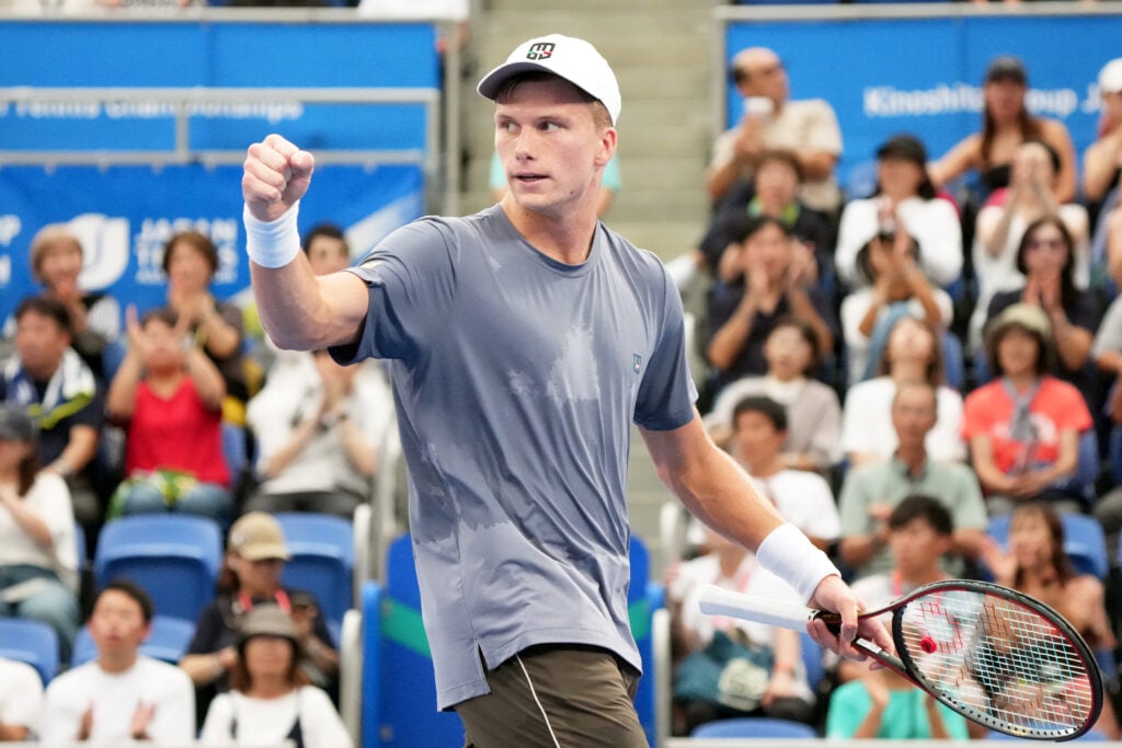 Jenson Brooksby playing at the Japan Open