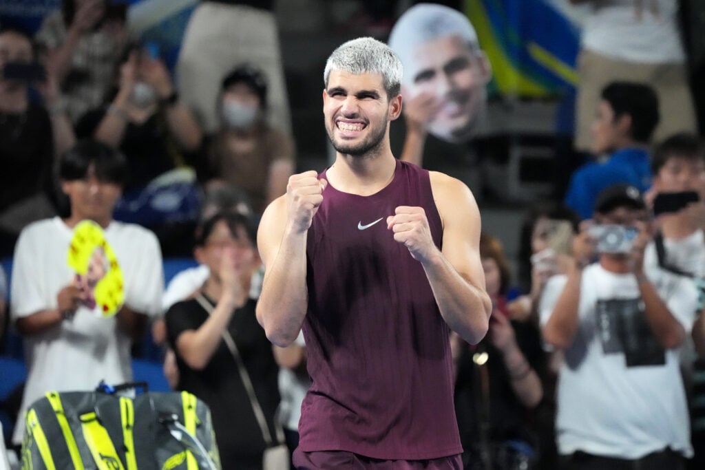 Carlos Alcaraz plays at the Japan Open