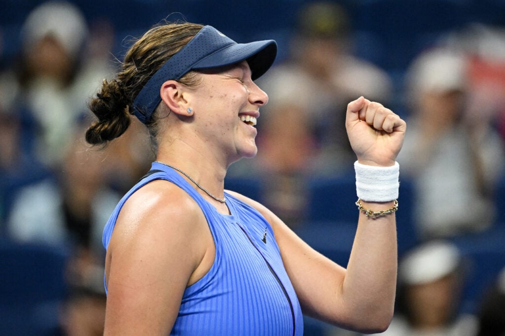 Amanda Anisimova after beating Jasmine Paolini at the China Open