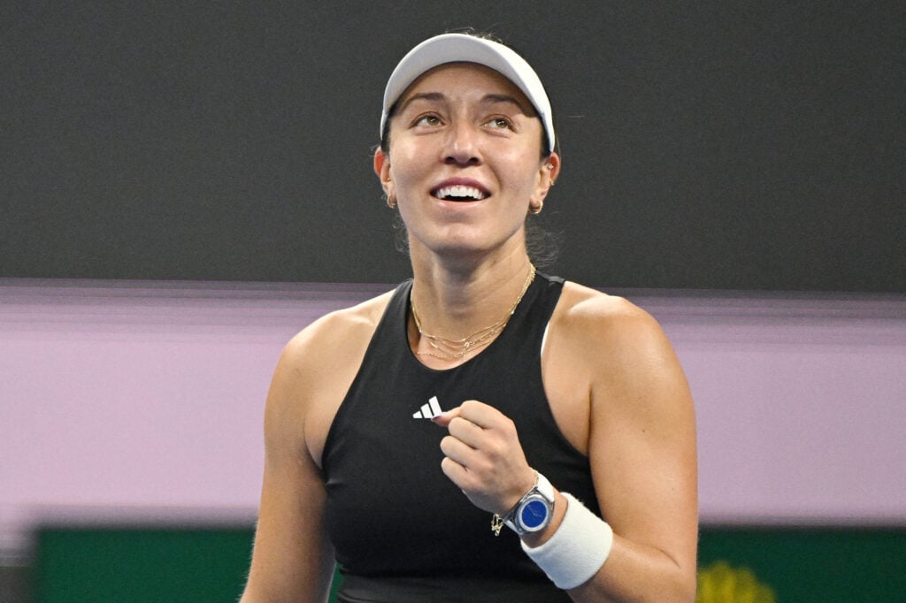 Jessica Pegula reacts after reaching the semifinals of the China Open.
