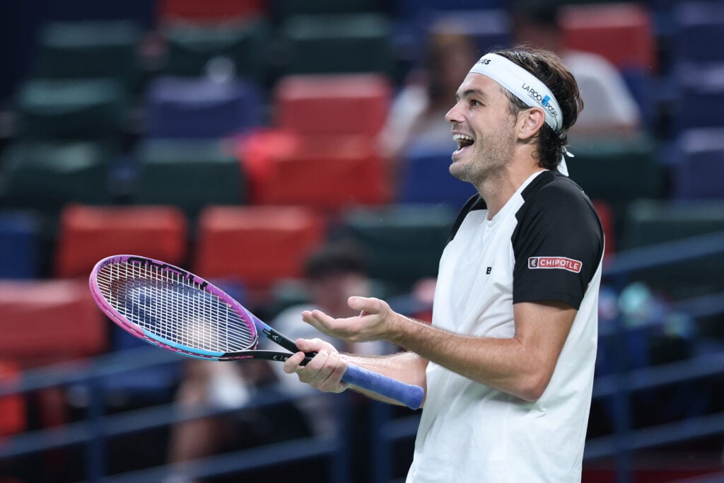 Taylor Fritz reacts at the Shanghai Masters.