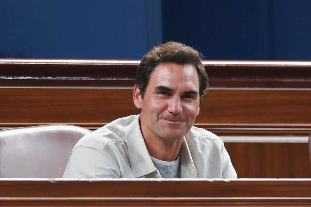 Roger Federer watches the 2025 Shanghai Masters final