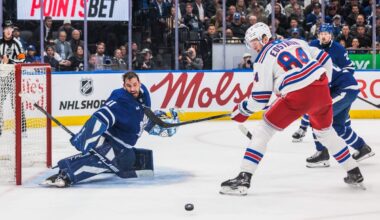 Great save, no goalie mask: Should the NHL outlaw this ‘very dangerous play’?