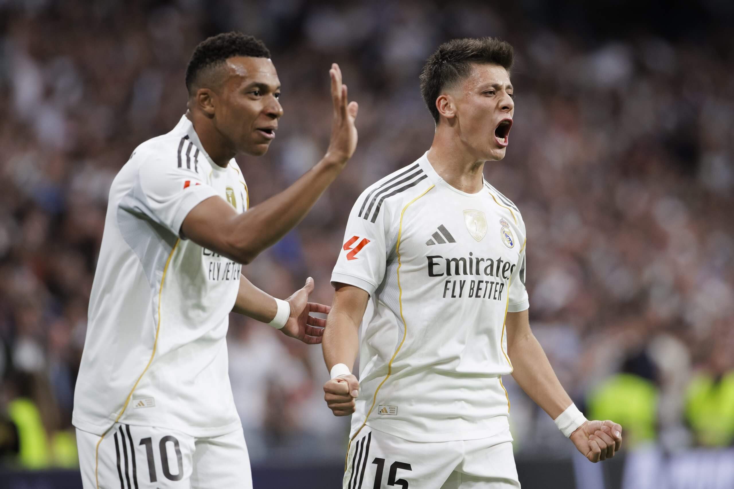 Mbappe and Guler celebrate