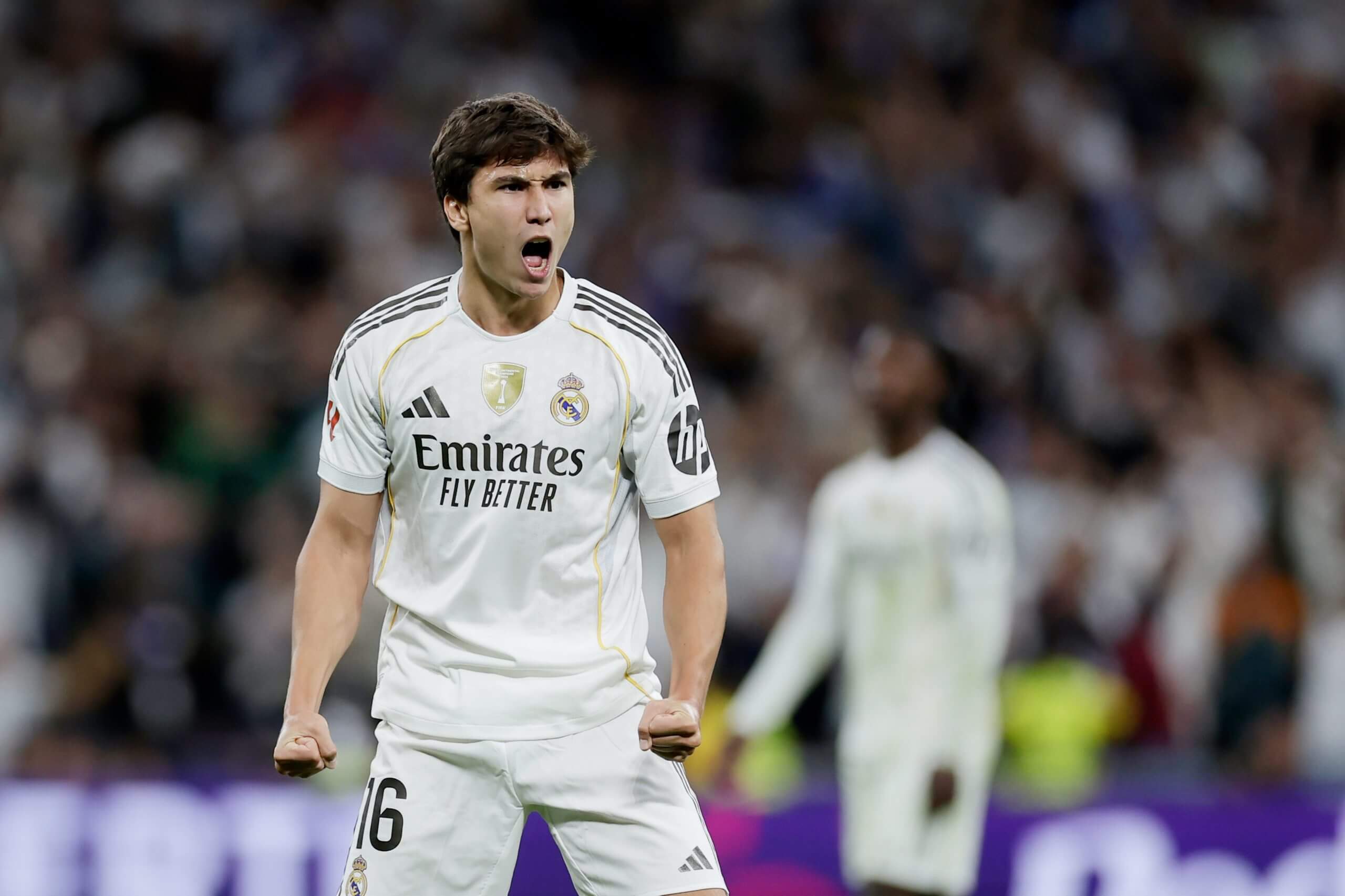 Garcia celebrating Madrid's Clasico win