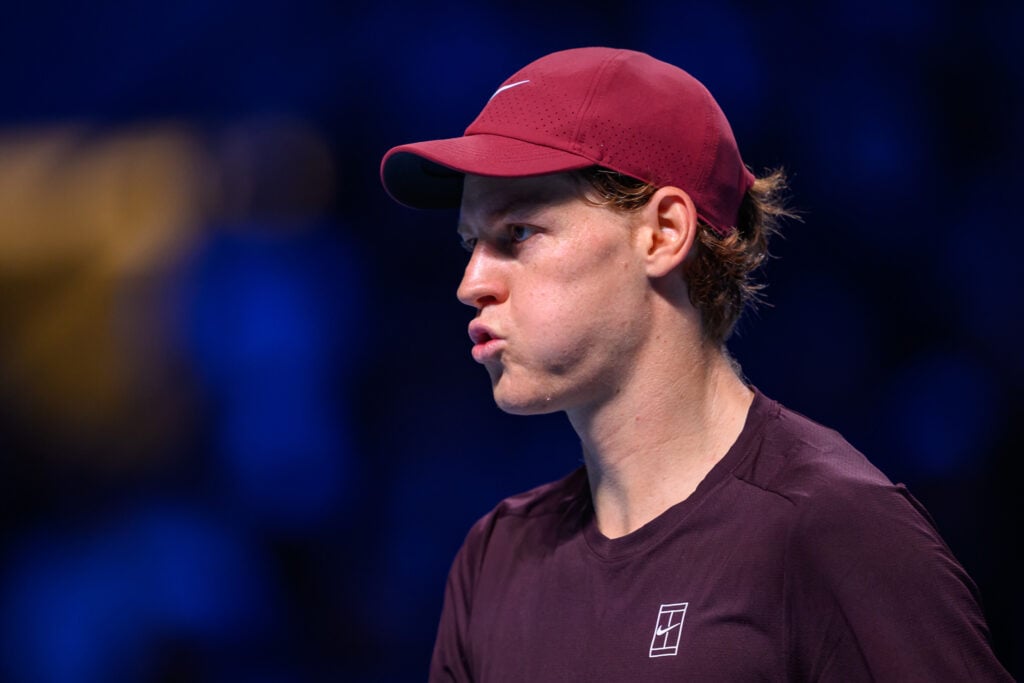 Jannik Sinner of Italy reacts against Alexander Zverev of Germany in their Singles final match during day nine of the Erste Bank Open 2025 at Wiener Stadthalle.