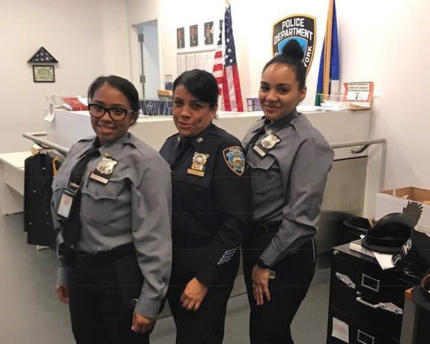 From Left: Detective Marilyn Ozuna (center) with her daughters (from left) Marilyn and Rose while the two daughters were in academy.(Courtesy of Marilyn Ozuna)