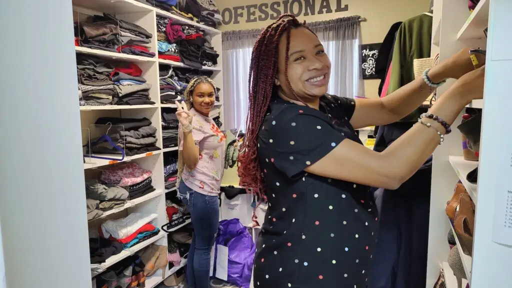 San Diego nonprofit thrift store Sharia's Closet in College Area featuring founder Shamine Linton