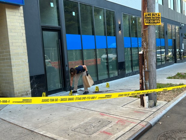 A 35-year-old man was fatally shot point blank in the head in front of a building on Stebbins Ave. near Boston Rd. in the Bronx on Friday, Oct. 3, 2025. (Kerry Burke / New York Daily News)