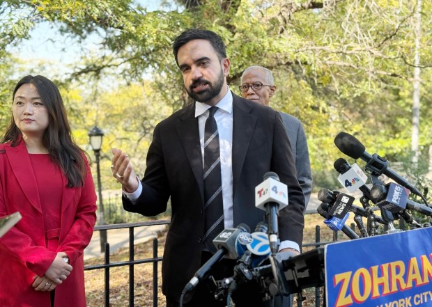 Democratic mayoral front-runner Zohran Mamdani during an Upper West Side press conference.