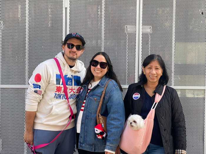 EARLY VOTING STARTS: Massive turnout across the city as New Yorkers cast ballots in 2025 NYC Mayor's Race 4 Linda, Eddie and Lee show off their ‘I Voted’ stickers after casting their ballots for Mamdani at Lower East Side Preparatory High School