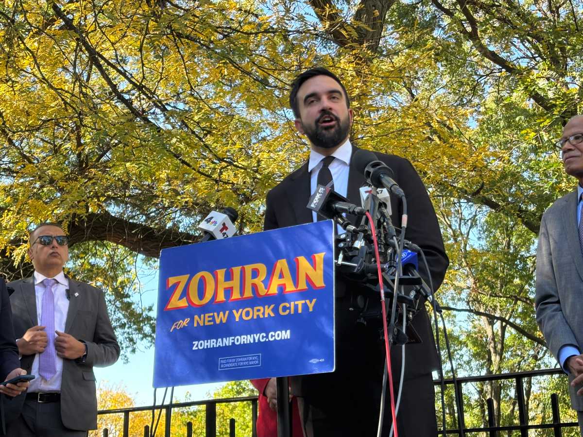 NYC Mayor's Race: Mamdani unveils plan to root out 'duplicative' education spending at city's public schools 1 man zohran mamdani speaking at podium on education reform