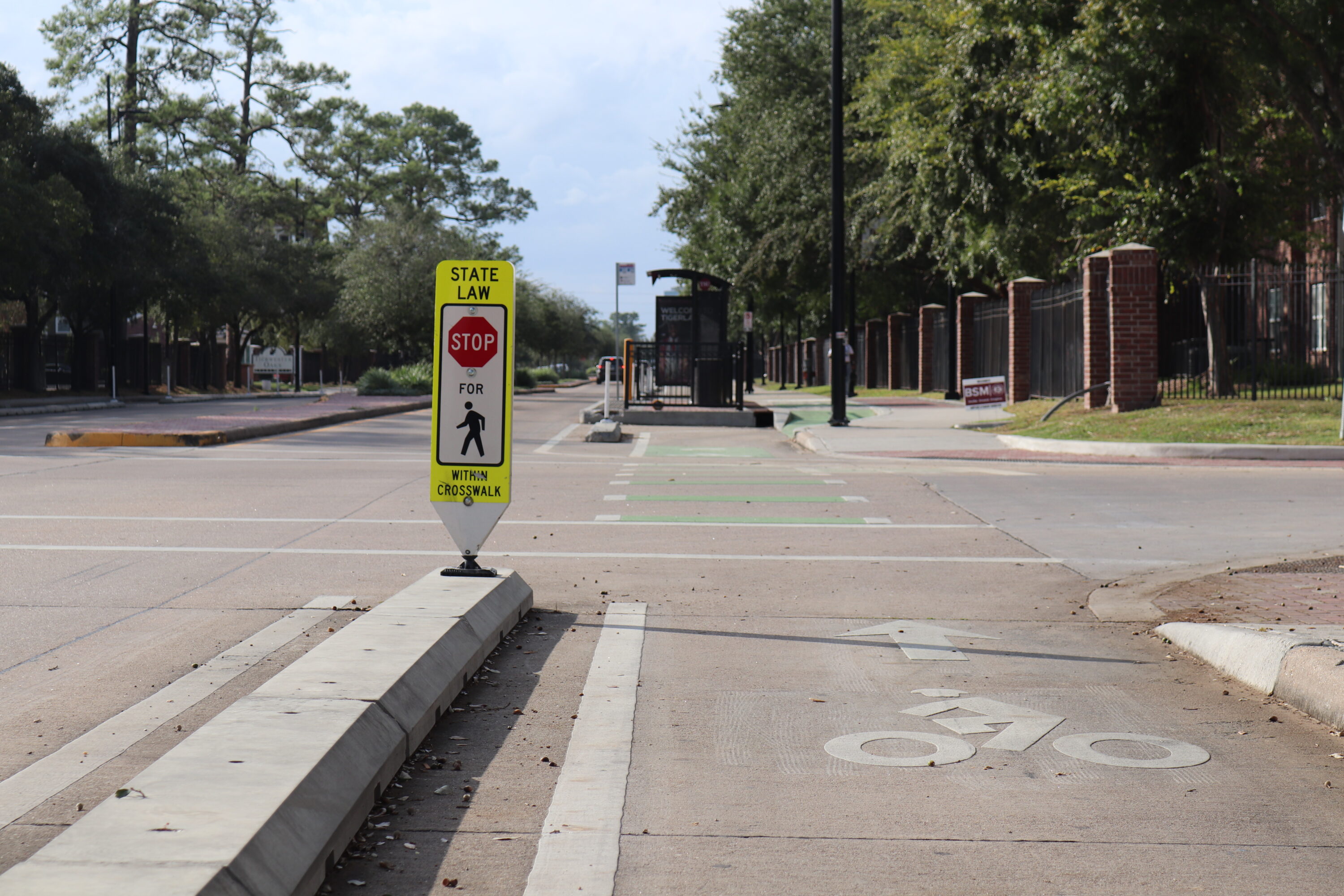 bicycle lanes along Blodgett Street next to Texas Southern University