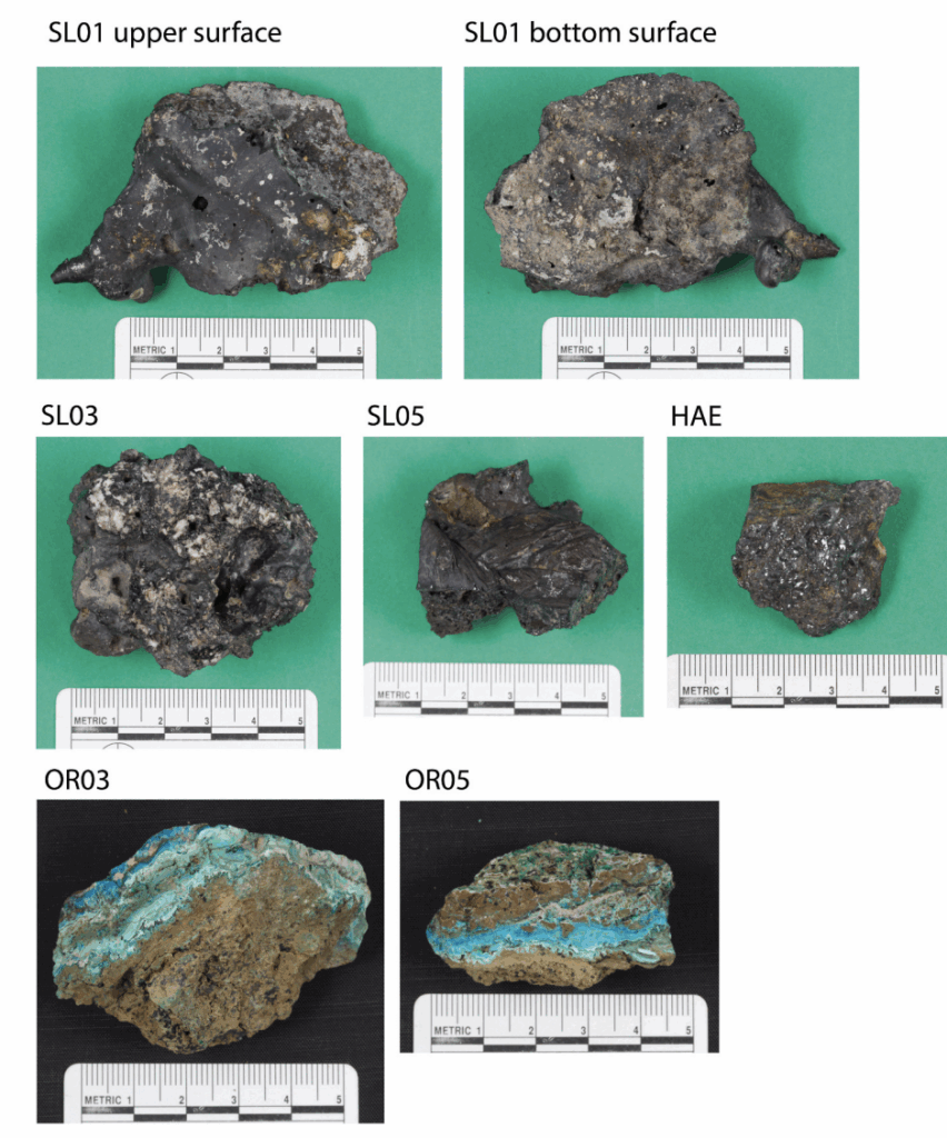 Images of selected slag and mineral samples. Credit: Erb-Satullo, N. L., & Klymchuk, B. W. (2025)- Journal of Archaeological Science.