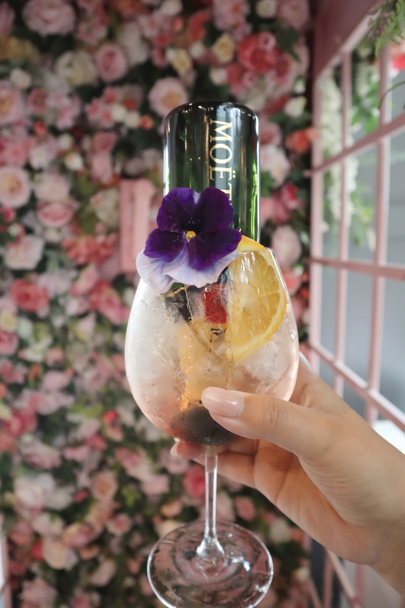 The Glen's champagne cocktail is as luxe to look at as the restaurant's design.