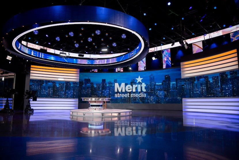 The newsroom set at Merit Street Media in Fort Worth on Tuesday, Jan. 23, 2024. 