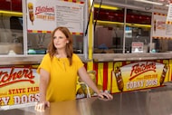 Amber Fletcher, now the public face of Fletcher's Corny Dogs, poses for a portrait at one of...