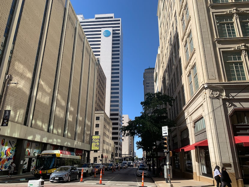 the AT&T logo looms over Commerce Street and downtown Dallas. But for how much longer?