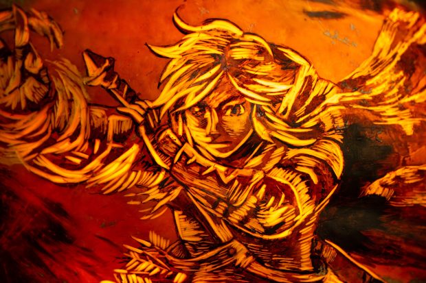 A custom carved Big Mac pumpkin in display in the...