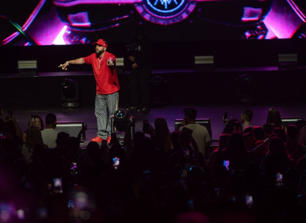 Dominican rapper El Alfa (AKA Emanuel Herrera Batista) performs at...