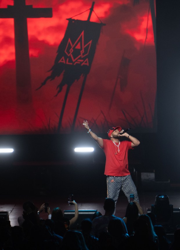 Dominican rapper El Alfa (AKA Emanuel Herrera Batista) performs at...