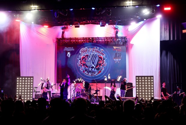 The In-N-Out Burger Company Band, .48 Special, performs during the...