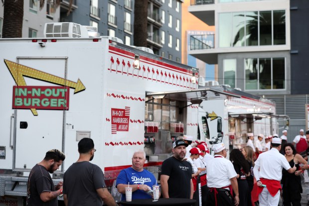 In-N-Out Burger trucks were set up outside the Hollywood Pladdium...