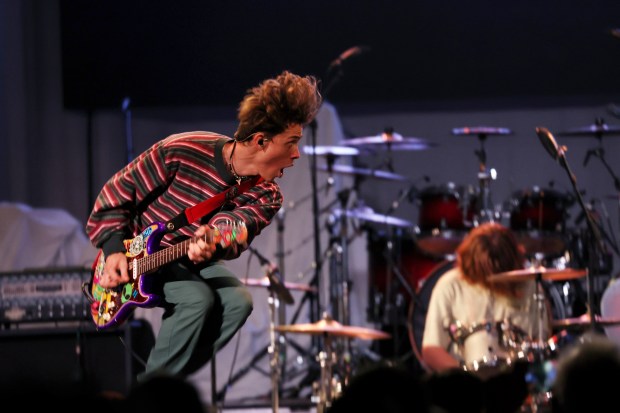 Hoyt Yeatman of Sitting on Saturn performs during the Rock...