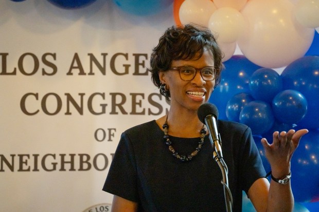 Carol Parks, general manager of the Emergency Management Department, speaks...