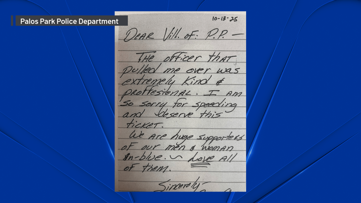 Man sends apology letter to suburban police after speeding ticket – NBC Chicago