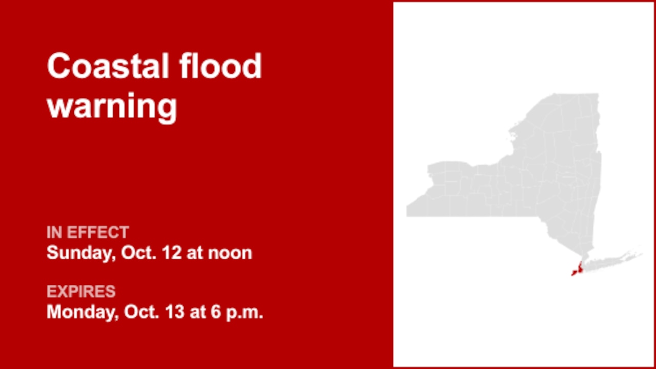 NYC weather: Coastal flood warning affecting New York City Sunday and Monday
