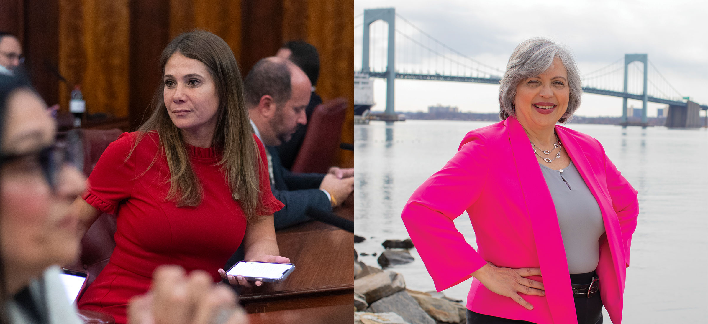 New York City Council Member Kristy Marmorato, left, and Shirley Aldebol, right