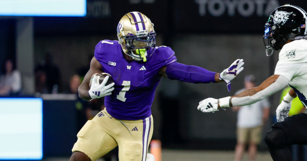 Washington running back Jonah Coleman will take on defending national champion Michigan Oct. 5, 2024. (Photo by Joe Nicholson-Imagn Images)