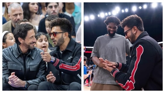 Ranveer Singh attends NBA Pre-Season Game in Abu Dhabi, mingling with celebrities like actor Adrien Brody and NBA star Joel Embiid Ranveer Singh attends NBA Pre-Season Game in Abu Dhabi, mingling with celebrities like actor Adrien Brody and NBA star Joel Embiid