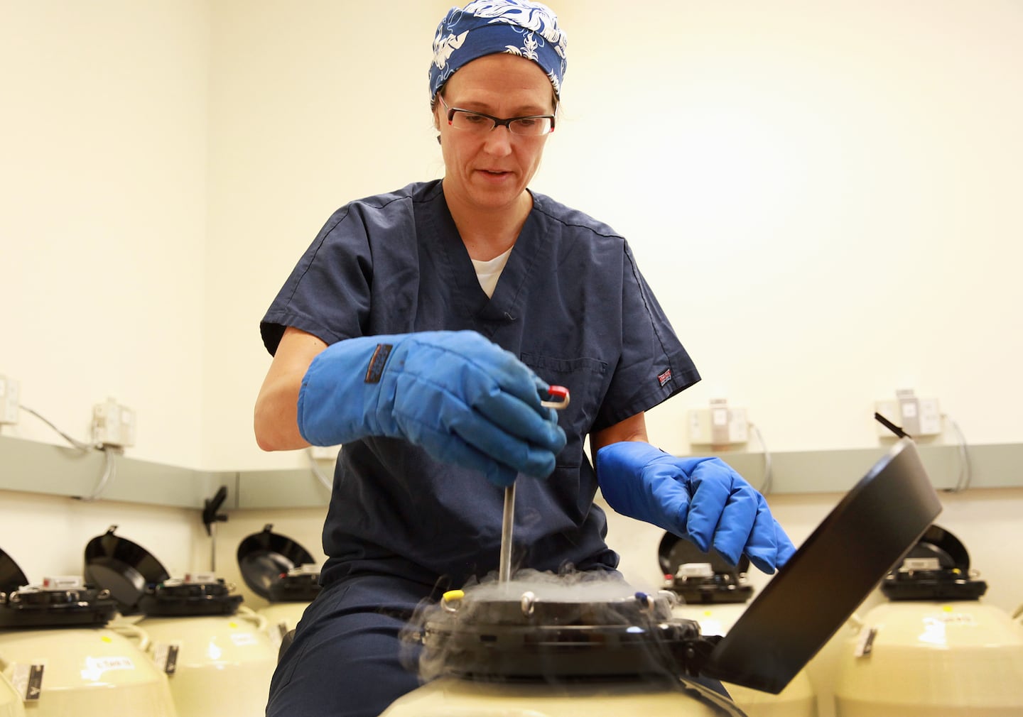 Reproductive endocrinologist Dr. Alison Zimon worked in the embryology lab at Boston IVF in Waltham in 2014.