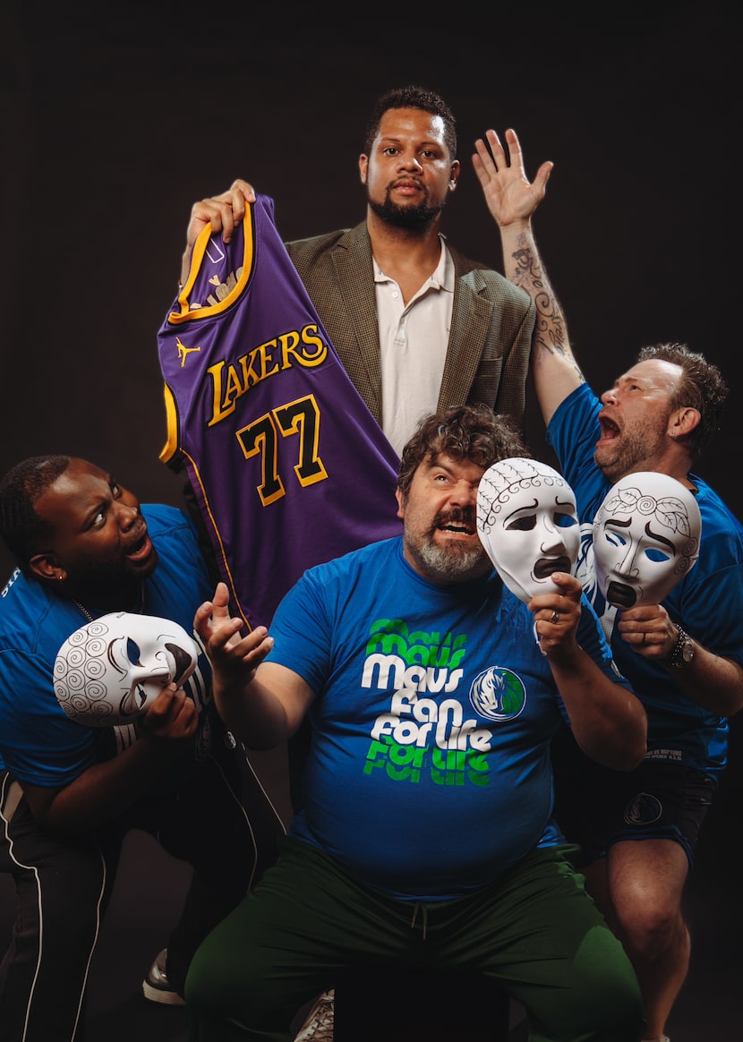 Nico Harrison (Quintin Jones Jr., top) is surrounded by a Greek chorus crying foul in...